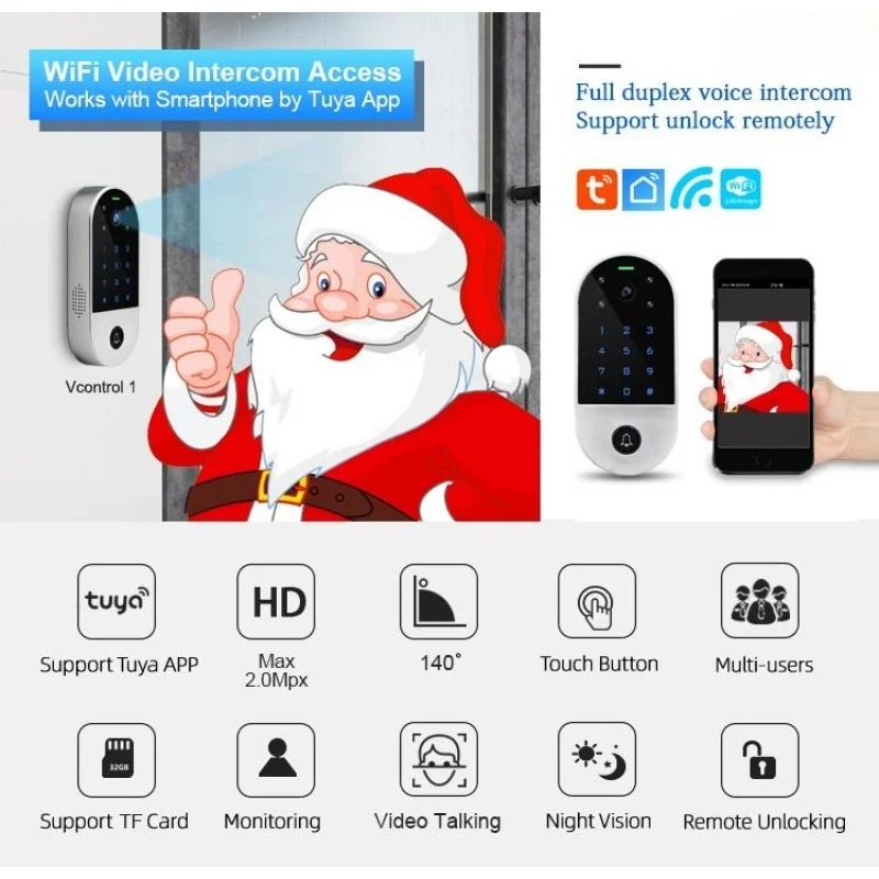 Imagem -03 - Wifi Vídeo Porteiro Acesso Trabalhar com Smartphone por Tuya App 2.4g Conexão Wi-fi Ios e Android Porta Sistema de Vídeo Porteiro