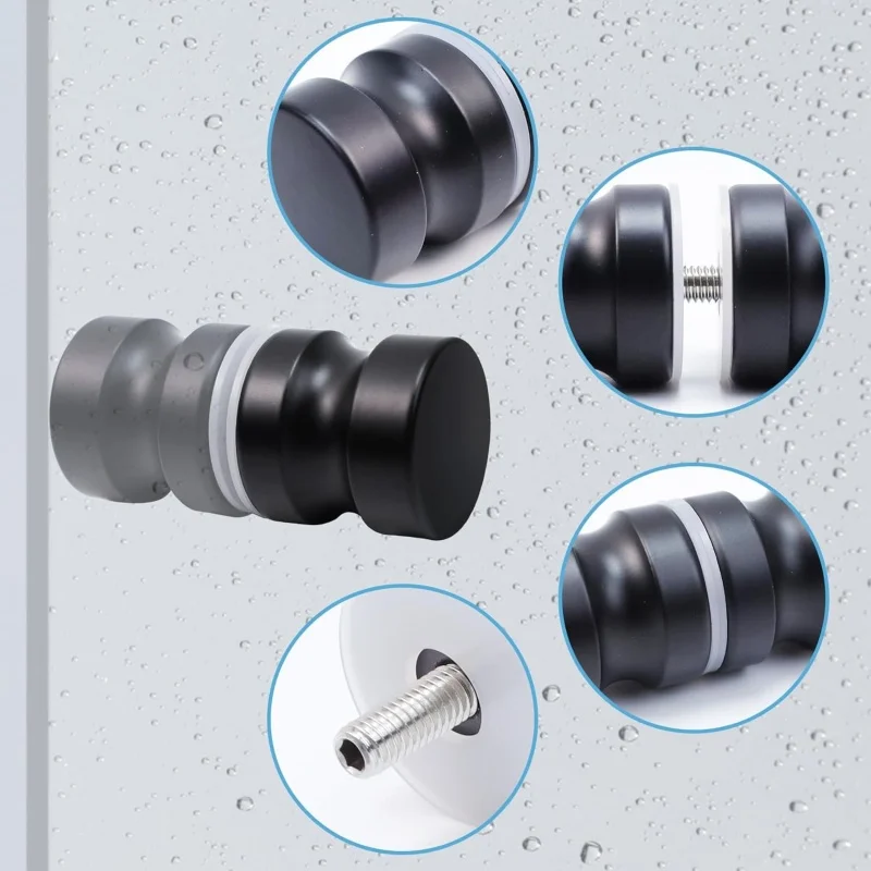 Shower Glass Door Handle,Sliding Shower Doors Knob,Double Sided Pull Bathroom Hardware Replacement Parts for Kinds Glass Doors view 3