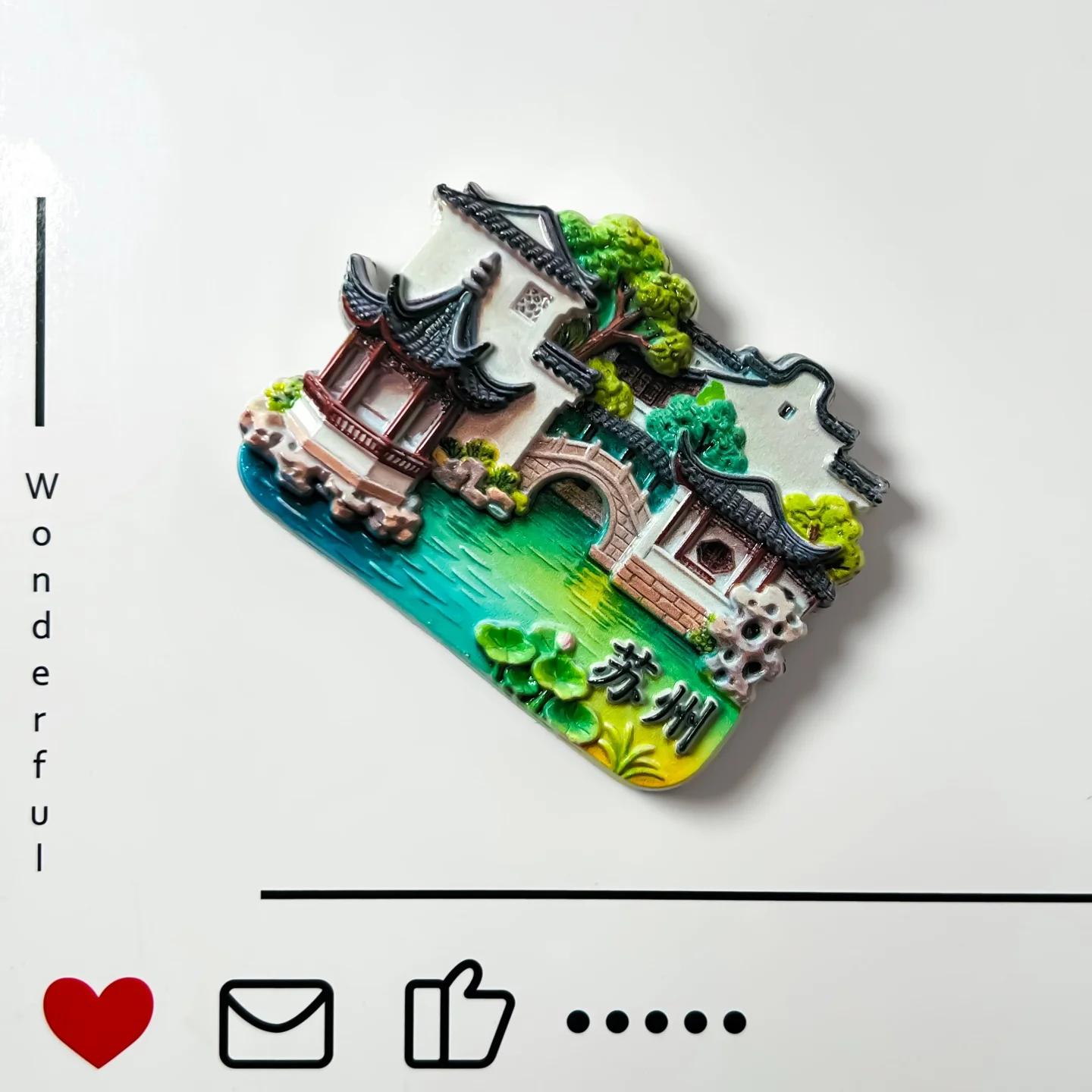 China, Jiangsu, Suzhou, Jiangnan, garden scenery, creative decorations, classical landscapes, refrigerator stickers view 3