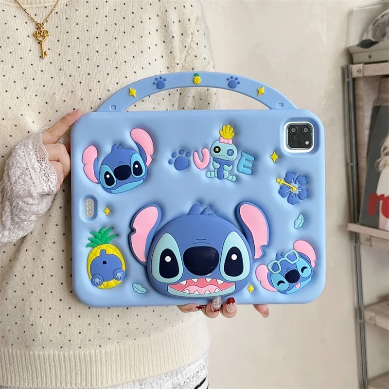 For Xiaomi Redmi Pad 2 SE 11 Inch Kids Cute 3D Cartoon Stitch Silicone Tablet Case Friendly Head Grip Tok Holder Stand Cover