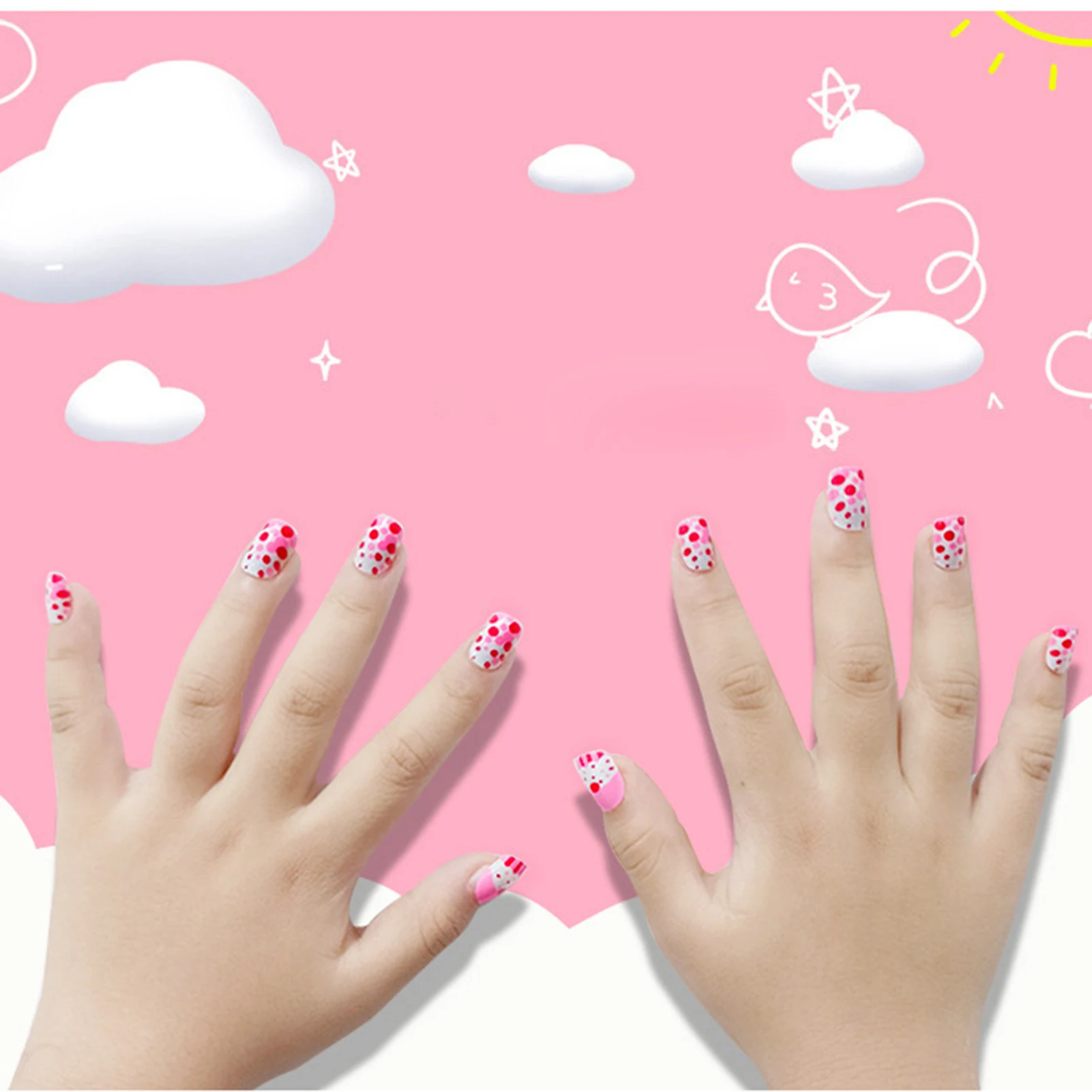 Cartoon Pattern Printed Colorful Fake Nails Durable & Never Splitting Comfort Fake Nails for Stage Performance Wear