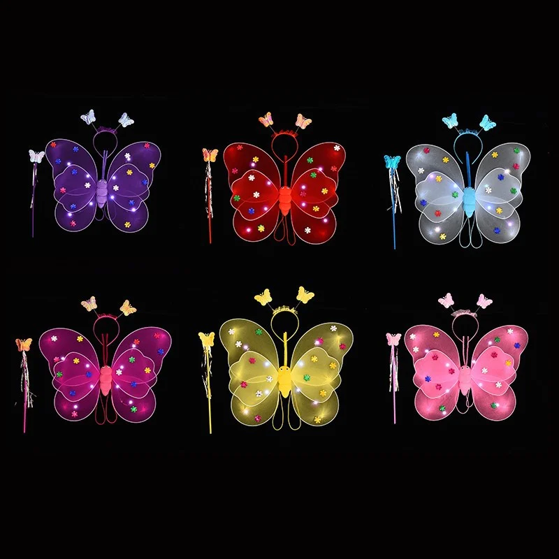 LED توهج فراشة الجناح مضيئة الجناح وامض فراشة تنورة أضواء فستان الأميرة LED توتو التنانير للأطفال هدية عيد ميلاد #4