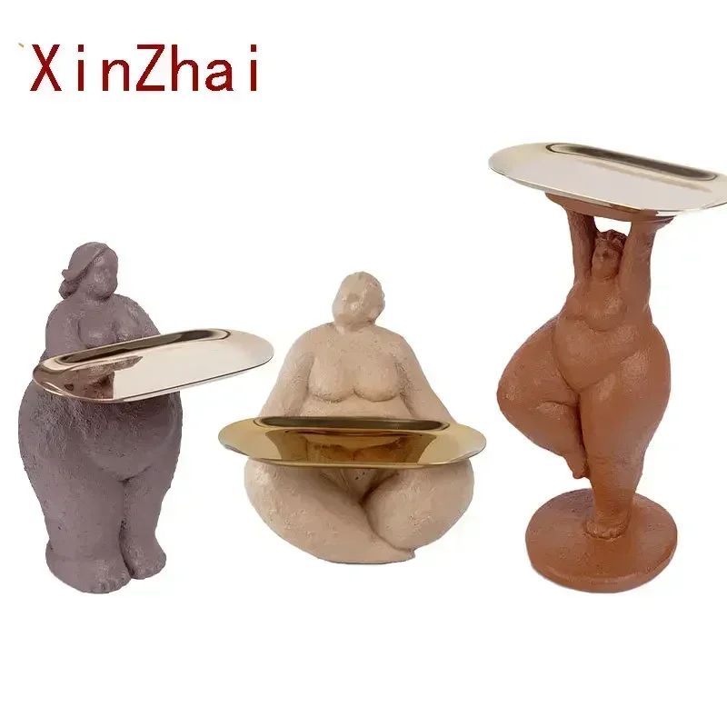 

VILEAD Resin Craft Fat Girl Storage Statue Nordic Creative Ornaments Living Room Bedroom Desktop Decoration Desk Accessories