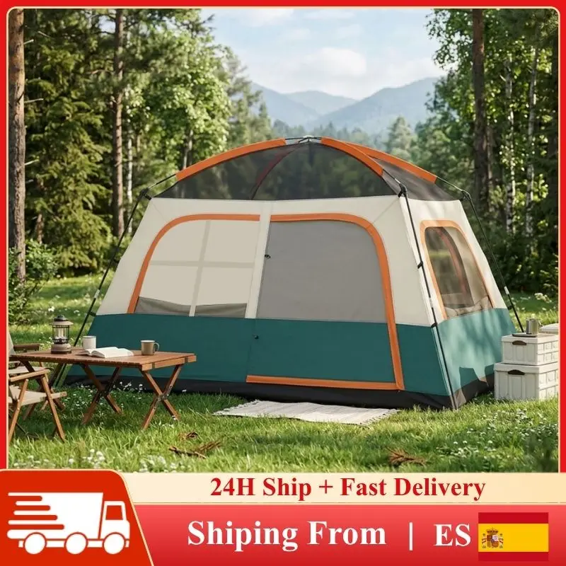 Carpa de Camping Familiar para Exteriores, Portátil, Plegable, Impermeable, para 4-6 Personas, con Bolsa de Almacenamiento, para Viajes de Picnic en Auto