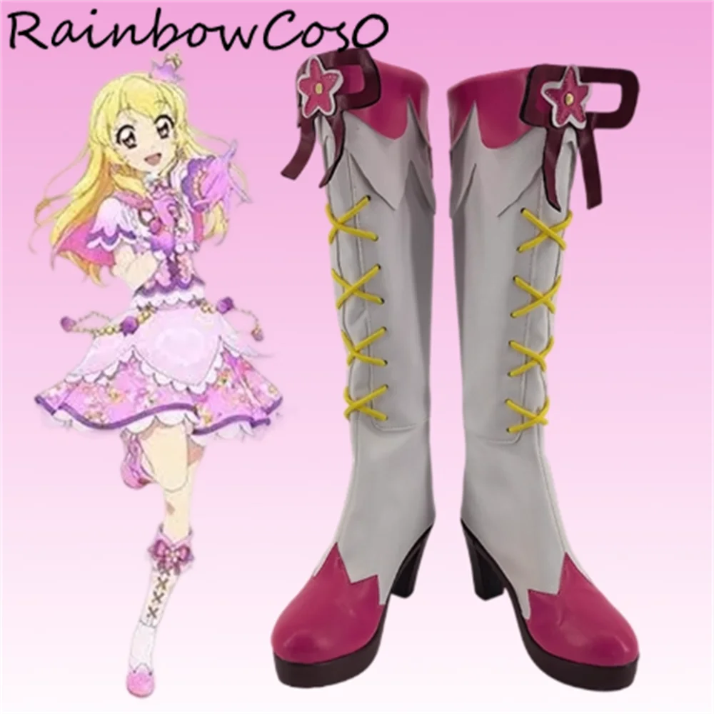 

Hoshimiya Ichigo Aikatsu! Series Cosplay Shoes Boots Game Anime Party Halloween RainbowCos0 W5046