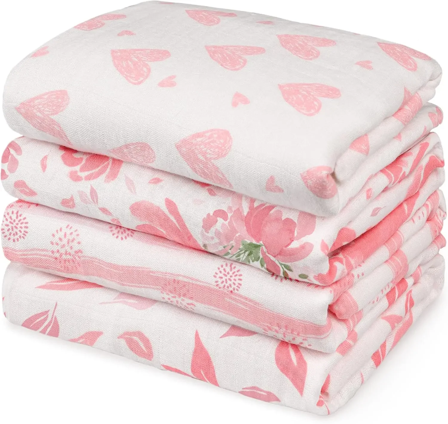 

4-Pack Muslin Swaddle Blankets for Newborns, Soft Breathable Baby Receiving Blankets (35" x 40") - Ideal Gift