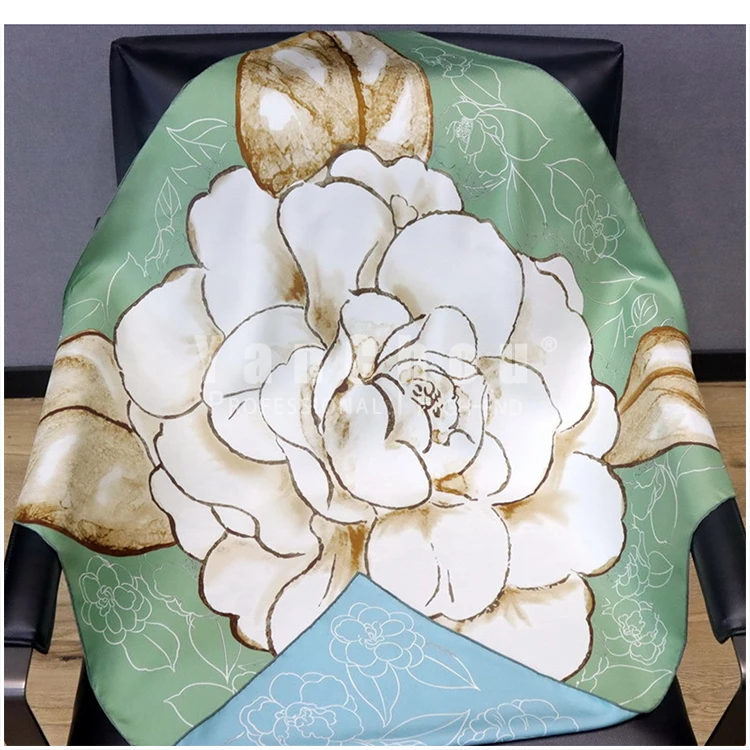 

Double Faced Mulberry Silk Scarf Women 90CM Shawls Hand-Rolled Bag Bandanas Gift Flower Print