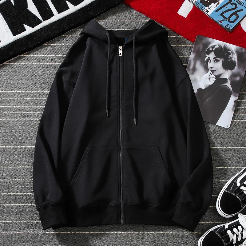 Autumn Oversized Zip Up Hoodie Women Korean Fashion Zipper Coats Casual Hooded Sweatshirt Streetwear Poleron Baggy Solid Hoodies