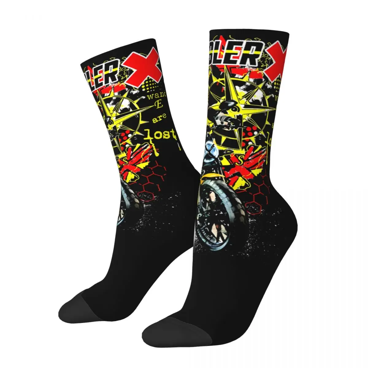 Śmieszne szalone skarpety dla mężczyzn Super Hip Hop Harajuku Scrambler X Happy Seamless Pattern Printed Boys Crew compression Sock Casual