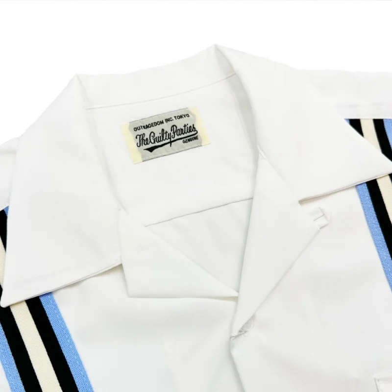 Heavy Work Summer 25SS New WACKO MARIA Solid Colour Woven Webbing Summer Fashion Cuban Neck Short Sleeve Shirt Tops