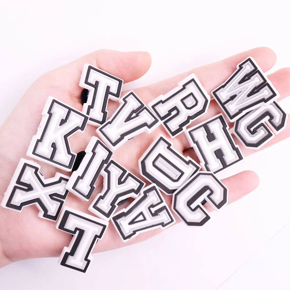 High Quality 1-26Pcs English Alphabet Sandals Shoe Buckle Charms Kids Letter Decorations DIY Wristband