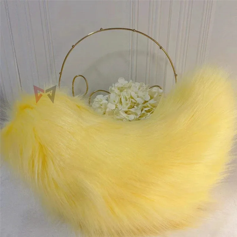 CyNew Beige pequeño zorro de leche lobos orejas aro de pelo cola pendientes Animal Lobo Cosplay sombreros KC accesorios de disfraz de simulación