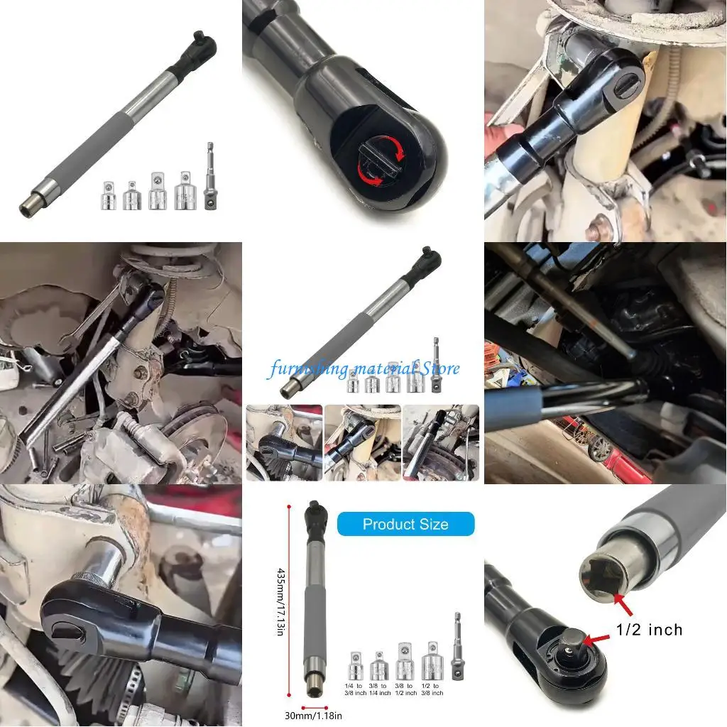 

Y5GD Professional Reversible Direction Ratchet Wrench Spanner 4 Conversion Heads