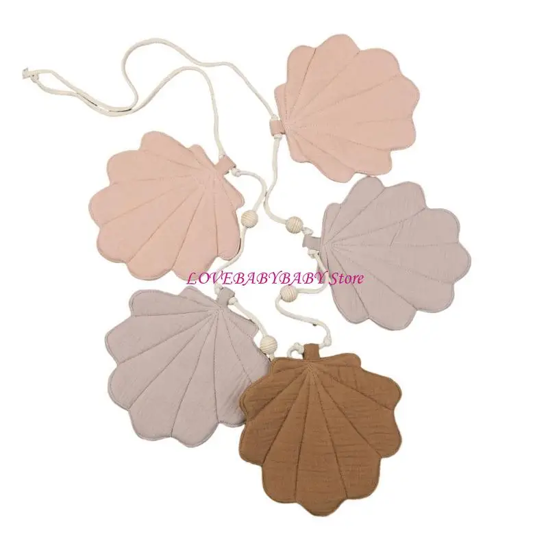 Vỏ sò dễ thương Bunting Banners Cotton Kéo cờ cho trẻ sơ sinh Trang trí bữa tiệc tắm Đồ trang trí tường trang trí tường 4xbc
