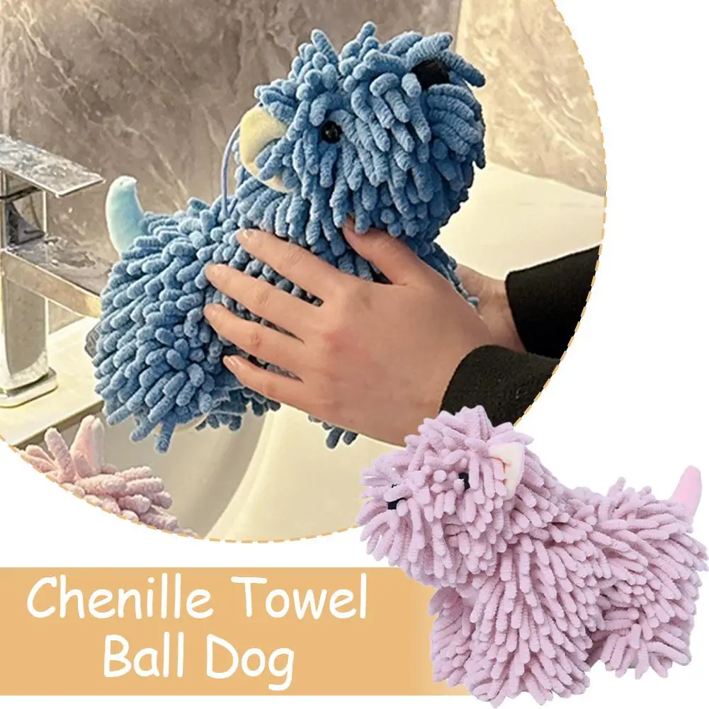 Cute Puppy Hand Towel Hanging Microfiber Soft Absorbent Cartoon Dog Face Towel For Kids Bathroom Kitchen Wall Mounted Quick Dry