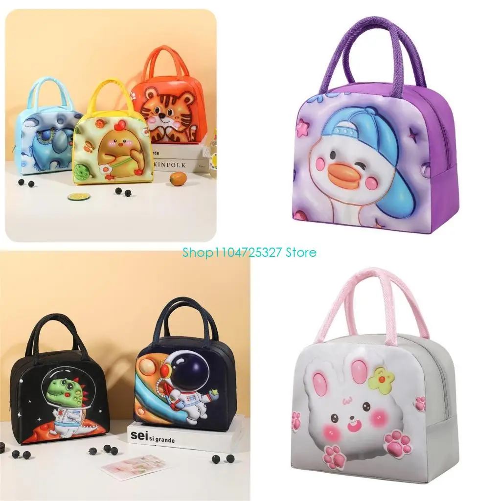 D8KF Convenient Lunch Bag for Children Multifunctional Animal Themed Kids Lunch Bag for School Picnics and Travel Use
