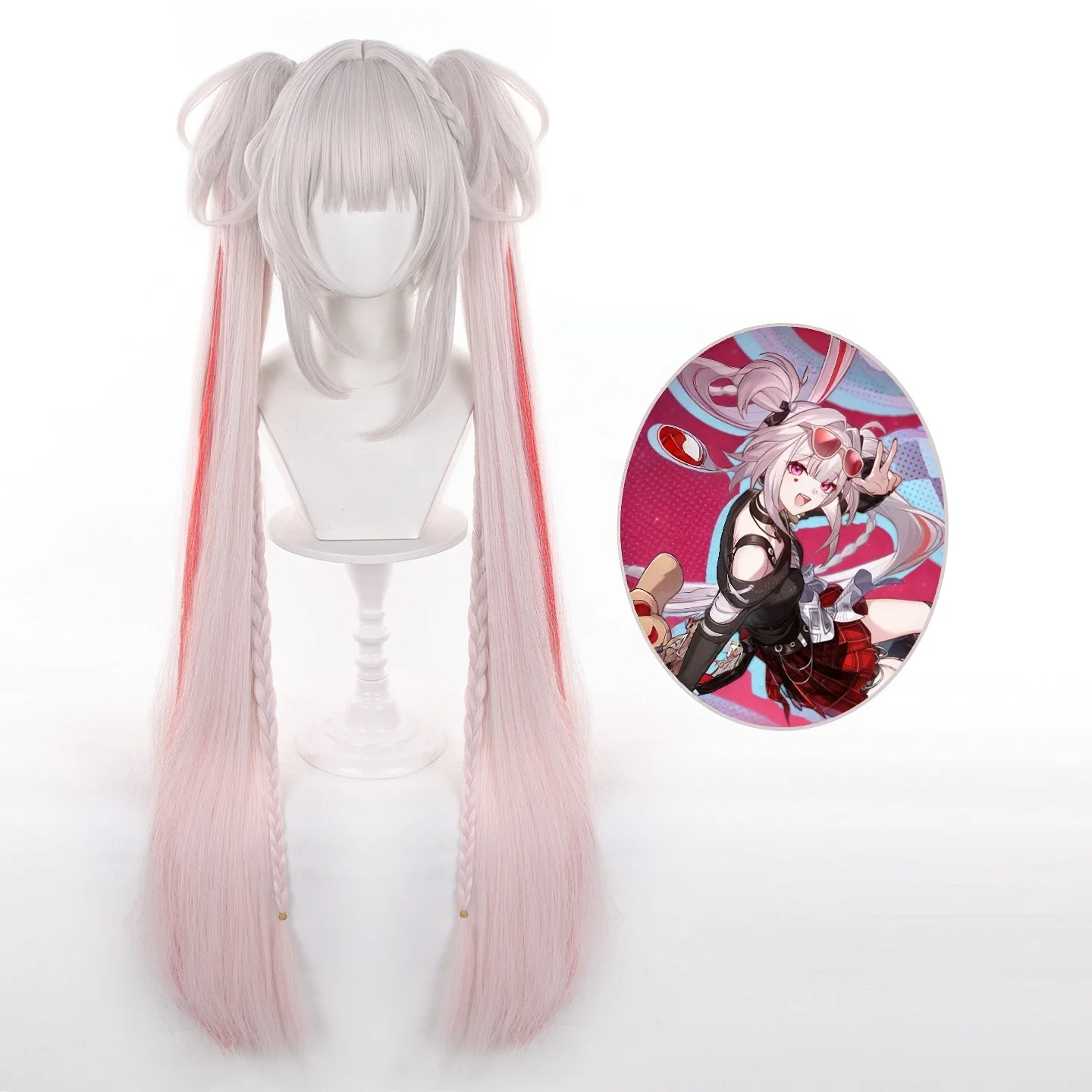 Honkai Star Rail Sparkle Sweet Dream Radio Wave Cos Wig 100cm Claw Clip Ponytail Scalp Top Anime Cosplay Hair With Free Wig Cap view 2