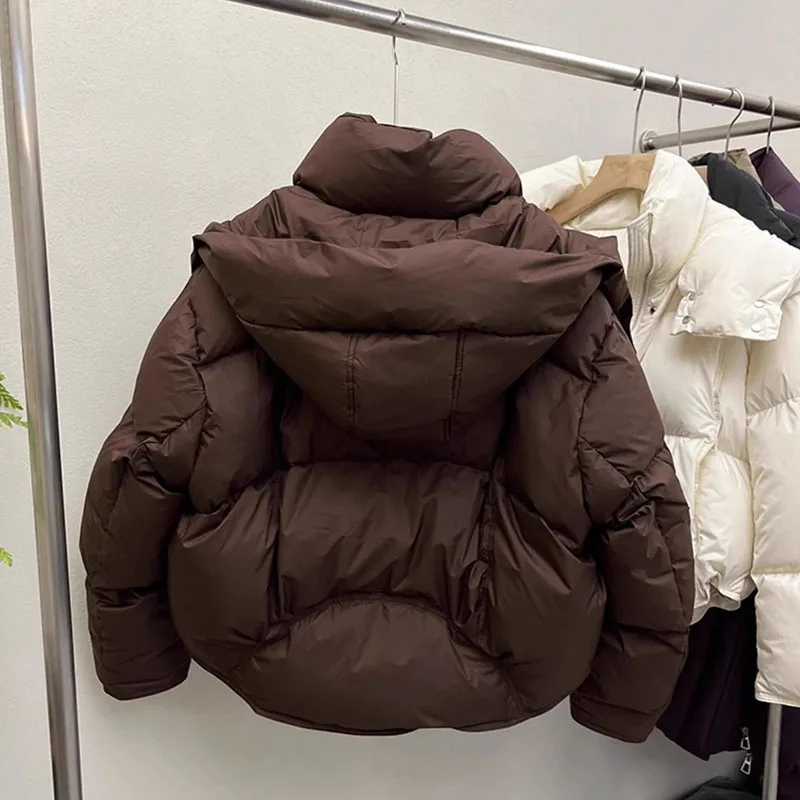 Nueva Chaqueta de algodón para mujer, abrigo holgado con capucha para mujer, versión coreana, prendas de vestir exteriores cortas acolchadas de algodón para invierno 2025