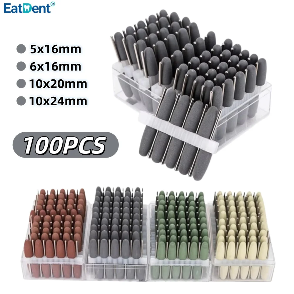 100PCS Dental Silicone Rubber Polishers Burs Polisher Accessories Kit 2.35mm Teeth Whitening Dental Polishing Nail Drill Bit