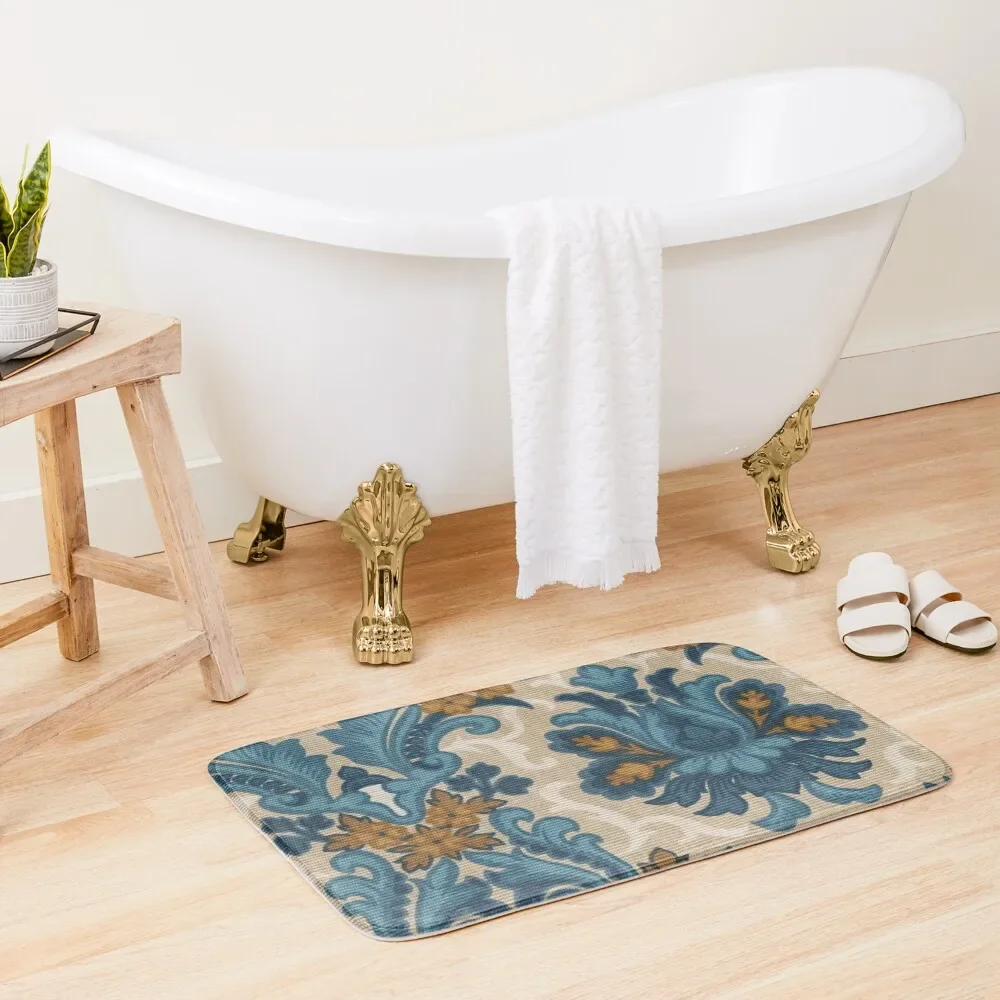 

Blue flowers_tapestry Bath Mat Foot Bathroom House Entrance Bathroom Accessories Sets Quick-Drying Bathroom Mat