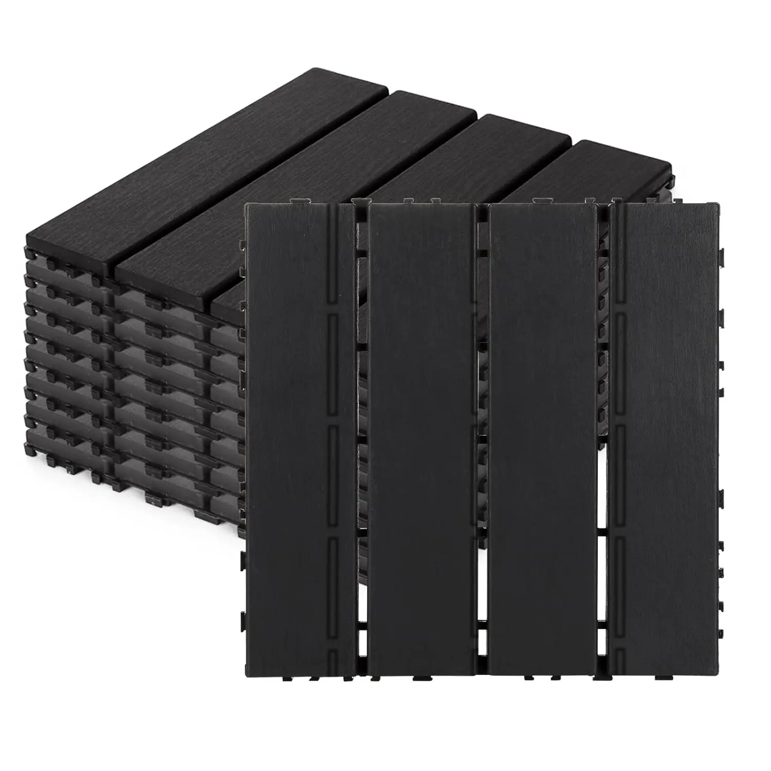 

9 PCS Interlocking Deck Tiles 12”x 12” Patio Deck Tiles Plastic Waterproof Outdoor Flooring Covering