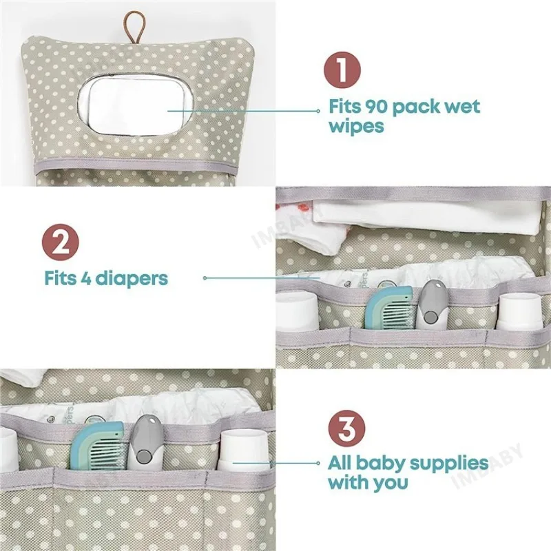 Portable Baby Diaper Organizer Bag Multilayer Nappy Storage Pouch With Wipes Pocket Lightweight Travel Baby Essentials Carry Bag