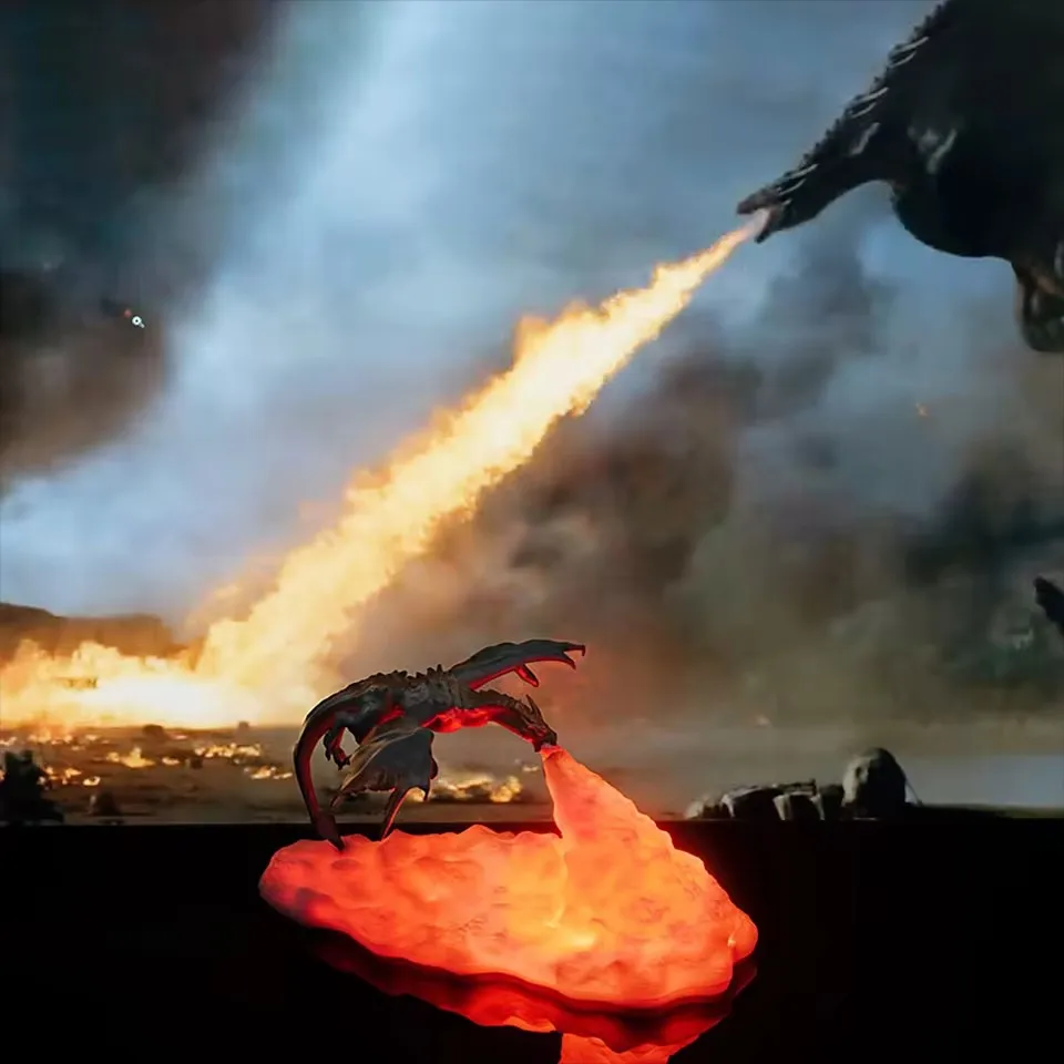 3D печатный летающий огненный дракон ночник USB перезаряжаемые светодиодные лампы украшения для стола в помещении Хэллоуин подарки на Рождество и день рождения