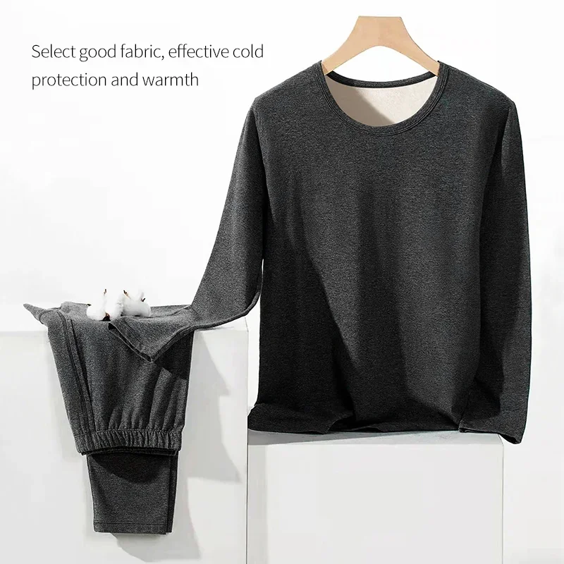 الشتاء الملابس الداخلية الحرارية طويلة جونز الرجال الدفء قمم + السراويل مجموعة ملابس سميكة مريحة مجموعات الملابس الداخلية الحرارية #3