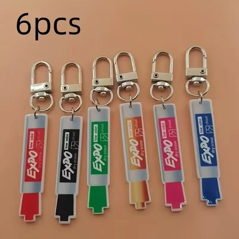6pcs acrylic pen keychain, alloy hiking buckle, suitable for bag and car accessories, the best choice for gifts view 4