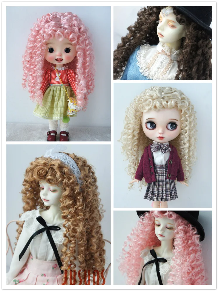 

JD145 All Sizes Long Curly BJD Wig Suit For YOSD MSD SD Wholesale 1/6 1/4 1/3 Synthetic Mohair Doll Hair Cheap Accessories