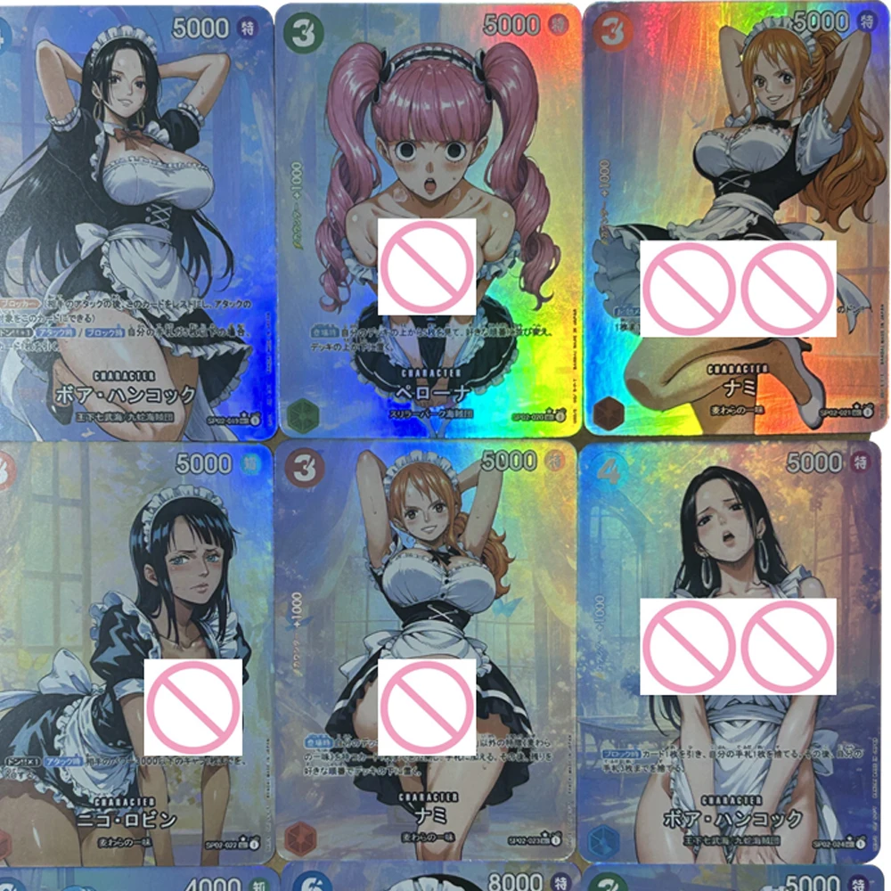 9Pcs/set Anime OPCG Sexy Collection Card Nami Uta Perona Big Chest Big Butt Refractive Color Flashing Card Gifts 63*88mm