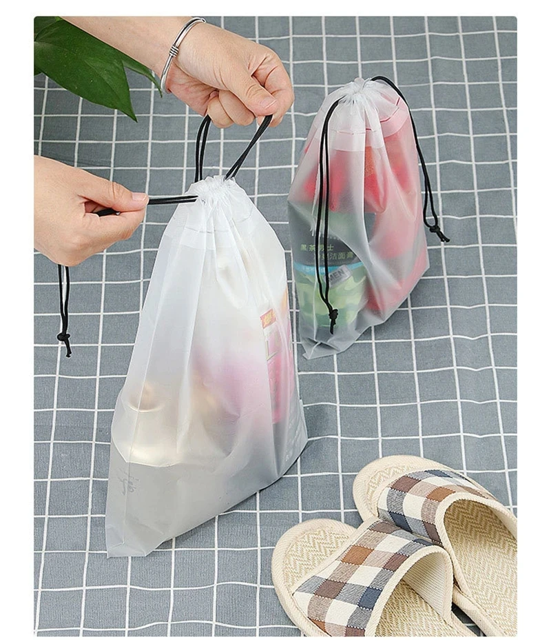 10/20pcs Transparent Frosted Clothes Packaging Drawstring Bags Storage Travel Pocket Shoes Organizer Waterproof Pouches