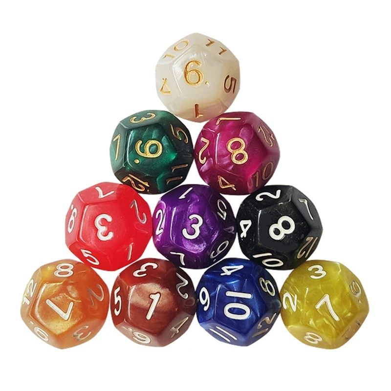 10Pcs Wood Dice 12 Sided Dice 18mm Digital Number Cubes Round Coener For Kid Educational Toys DIY Board Games Dice D12