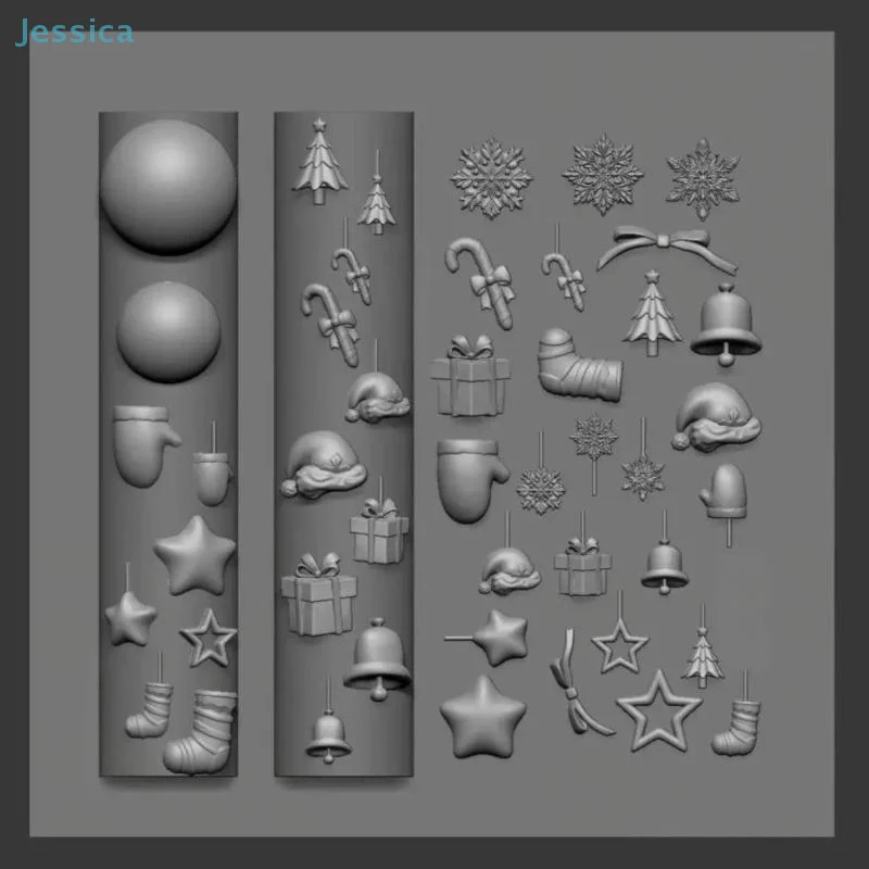 ♥ عيد الميلاد سلسلة 3D سيليكون مسمار الفن قوالب سانتا كلوز الدب ندفة الثلج تصميم DIY قوالب الديكور مانيكير شفافة #2