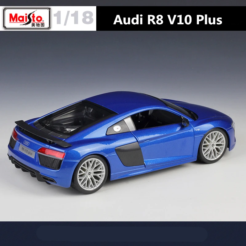 1:18 Audi R8 V10 Plus Alloy Sports Car Model Diecast Metal Toy Vehicle Car Model High Simulation Collection Children Gift