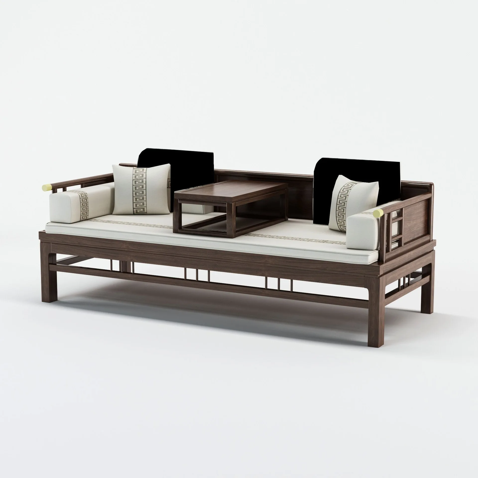 For Living Room Balcony New Chinese Song Style Solid Wood Elm Bed Sofa Bed Furniture One Piece