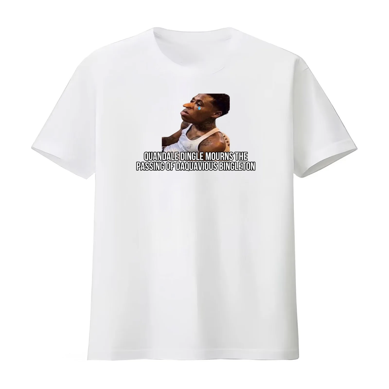 Quandale Dingle Sad Crying Meme T-Shirt Summer Casual Cotton Tee Oversized Streetwear Tops Vintage Graphic Print 100% Cotton
