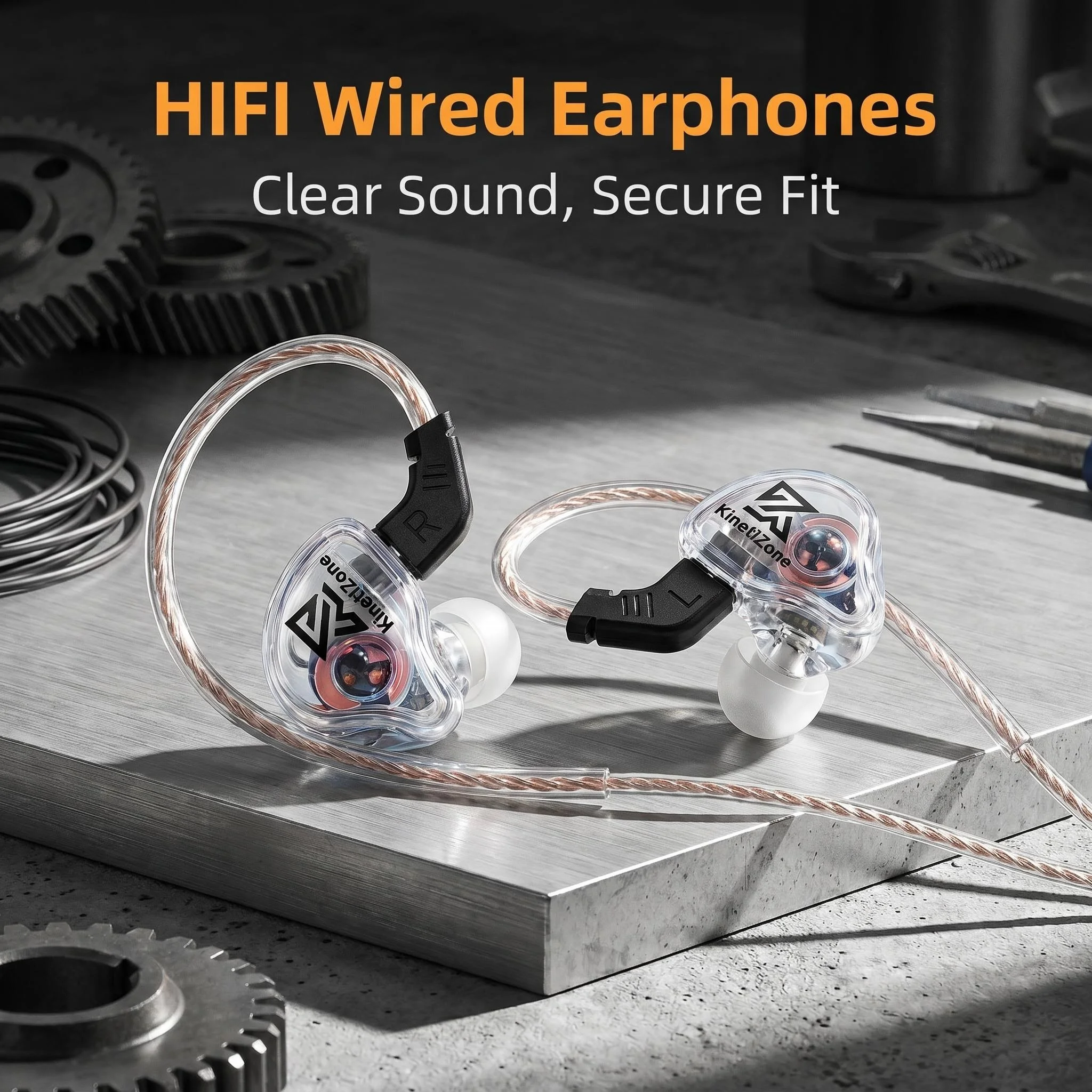 Transparent Shell ACS Acoustic Chamber Over Ear Hook Wired In Ear HIFI Earphones 10mm Dynamic Driver Stereo Headset With Mic Type-C&3.5mm Plug Low Latency Gaming Sport Music Earbuds view 5