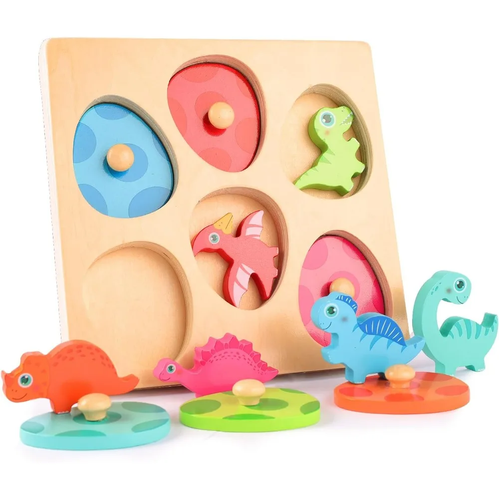 

3D Dinosaur Wooden Puzzles for Kids Wooden Puzzles for Toddlers Dinosaur with Eggs Educational Preschool Toys for Boys Girls
