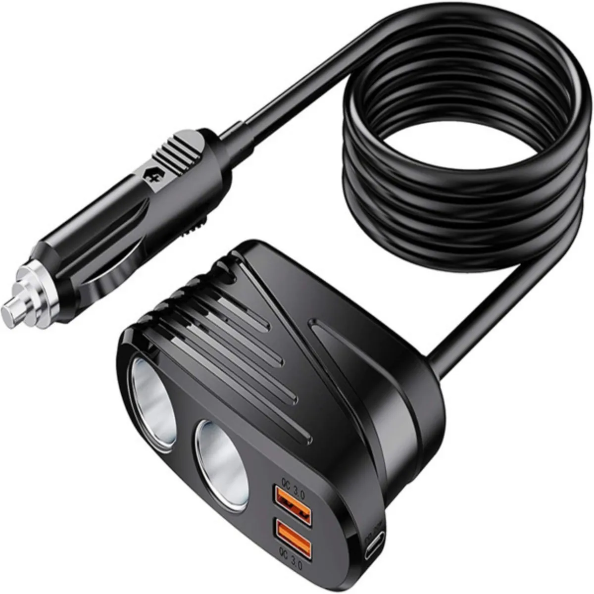 

Car Charger 120W 2-Way Cigarette Lighter Splitter 12V Power Adapter Socket Extension With Dual USB Auto Accessories