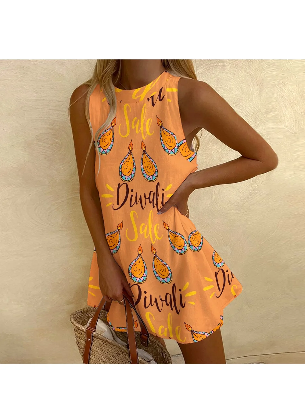 Vintage Fun Printed Sleeveless Dress Sale Alphabet Printed Trendy Tank Skirt Ladies Summer High Quality Vacation Wear