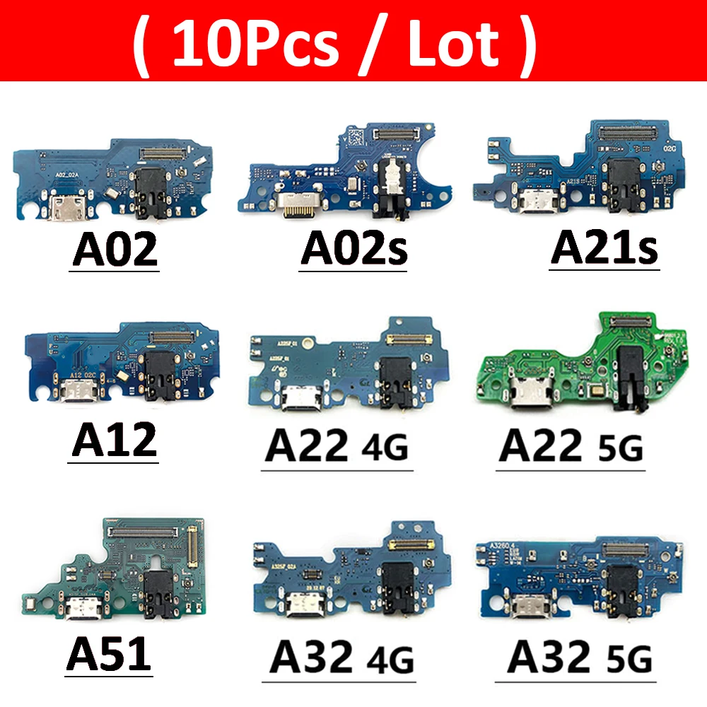 10Pcs USB Power Charging Connector Board Port Dock Flex Cable For Samsung A02 A02S A12 A21 A21S A31 A51 A70 A22 A32 4G 5G