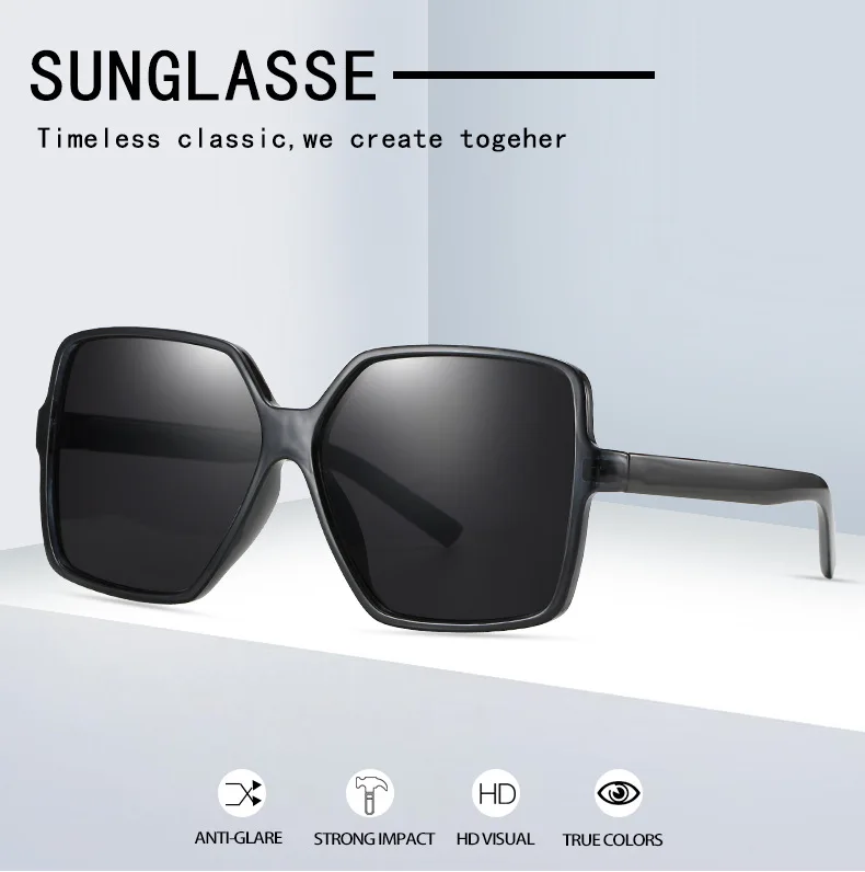 Neue Vintage-Sonnenbrille für Damen und Herren, Quadratischer Großer Rahmen, Marken-Designer Retro-Shades, Modische Sonnenbrille ﻿ für Männer – Detail 1