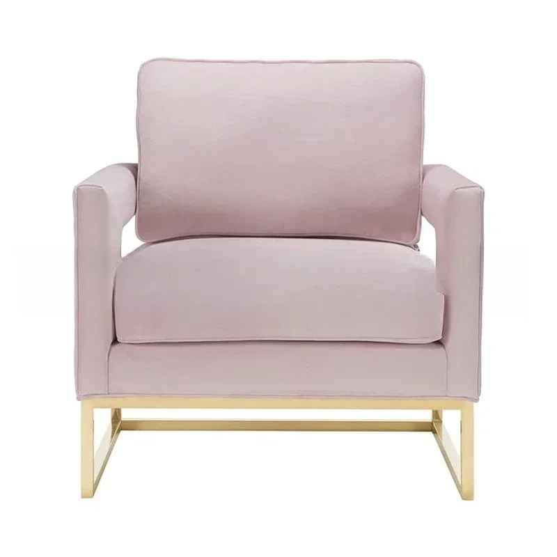 Modern stainless steel single sofa furniture casual fabric hotel club fashion reception single chair