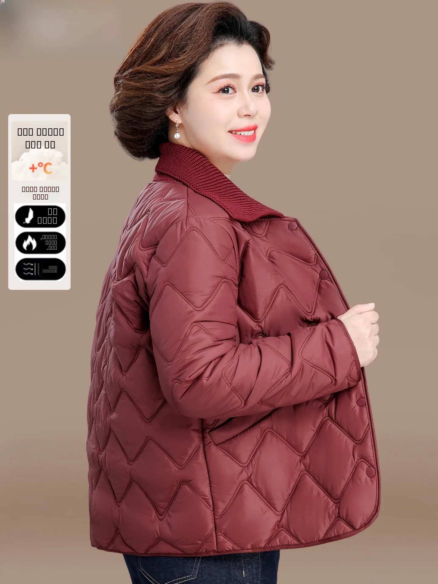 

Легкая утепленная хлопковая куртка для женщин среднего возраста: модная, теплая, с наполнителем из полиэфирного волокна, повседневная верхняя одежда