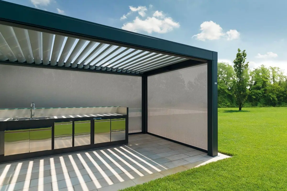 

Bioclimatic Aluminium Pergola for Outdoor Use Gardens and Summerhouses Waterproof Louver Roof System with Metal Frame Gazebos