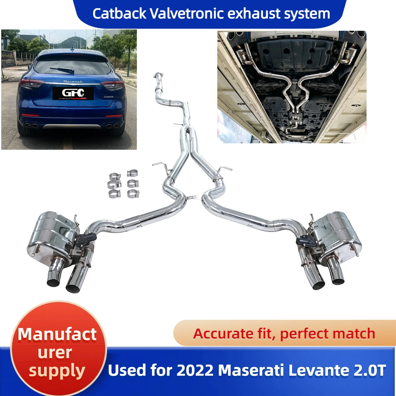 

GFC is suitable for the 2022 Maserati Levante 2.0T 304 stainless steel Catback Valvetronic exhaust system