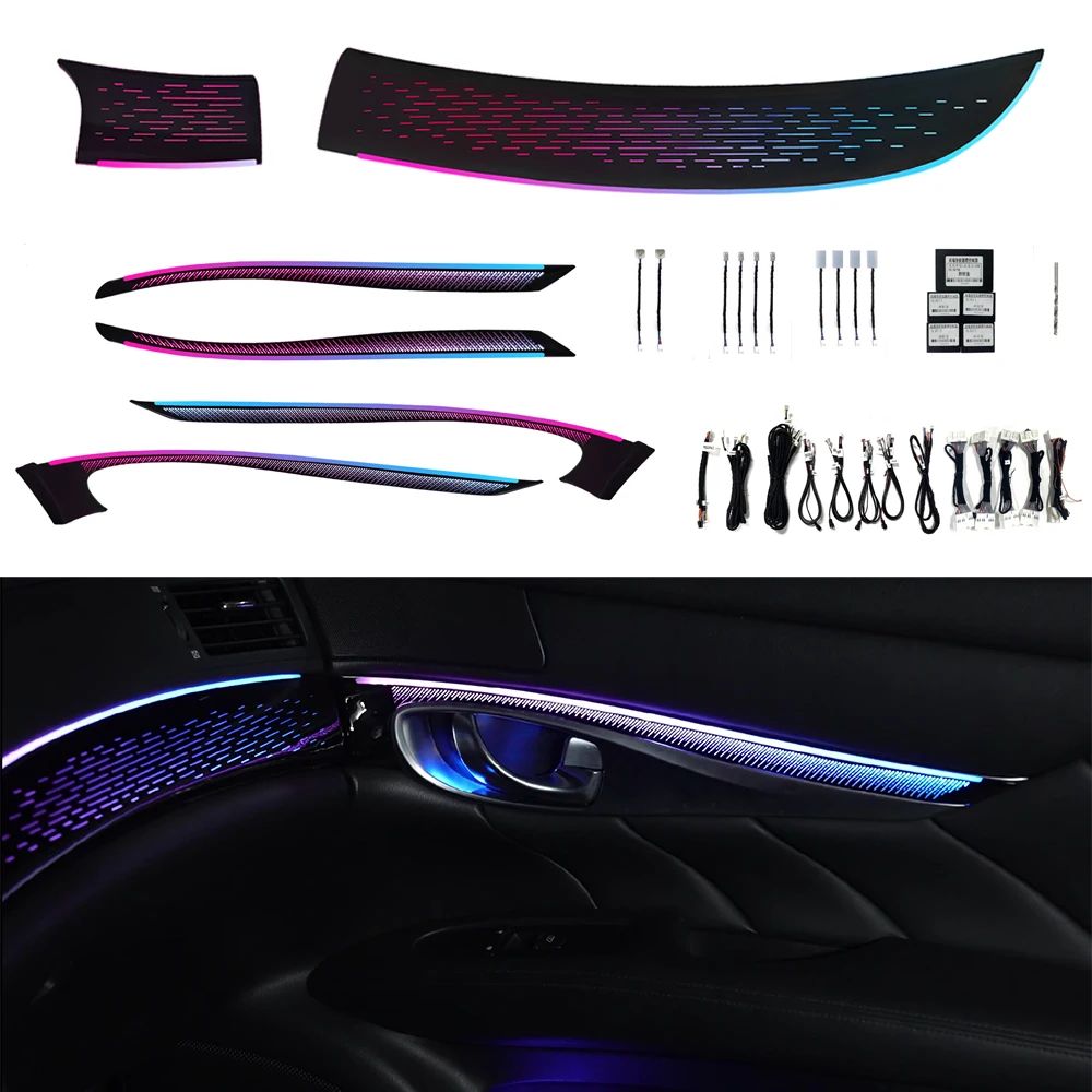 

For Infiniti Q70 Q70L M25 M35 M37 M56 2011-2021 Car Ambient Light Dashboard Door Decoration Symphony Atmosphere Lamp APP Control
