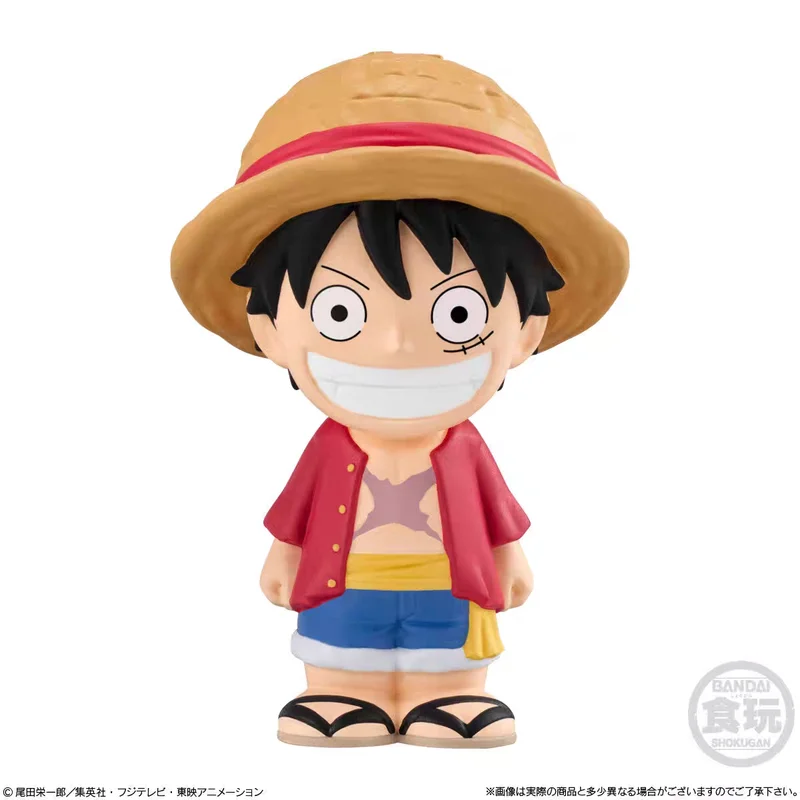 In Stock Bandai One Piece Blind Box Soft Rubber Toy Desktop Decoration Figurine Five Level Luffy Nica Very Flat Collectible Toy