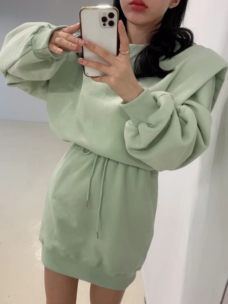 Frauen Fce Gefüttert Dstring Taille Abnehmen ort Dr Design Farbe Hoodie Dr Winter Neue Sle Pendeln Sle